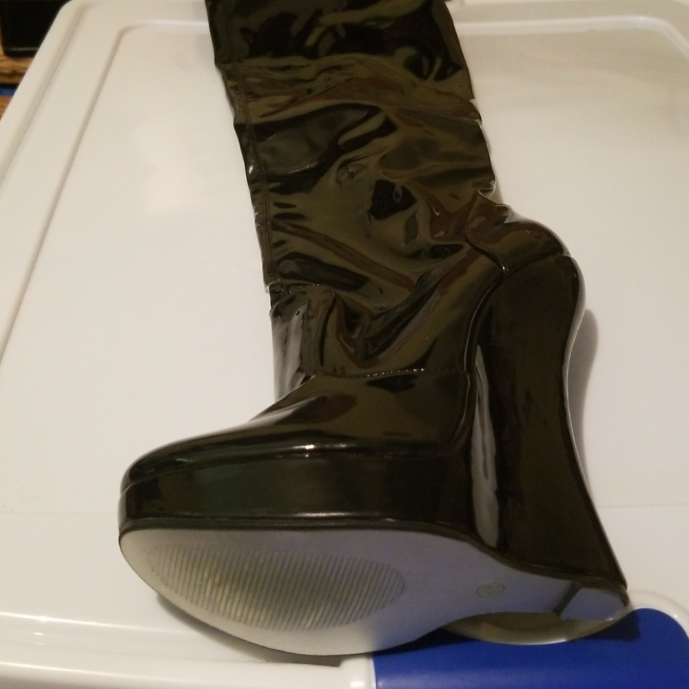 Thigh high wedge boots